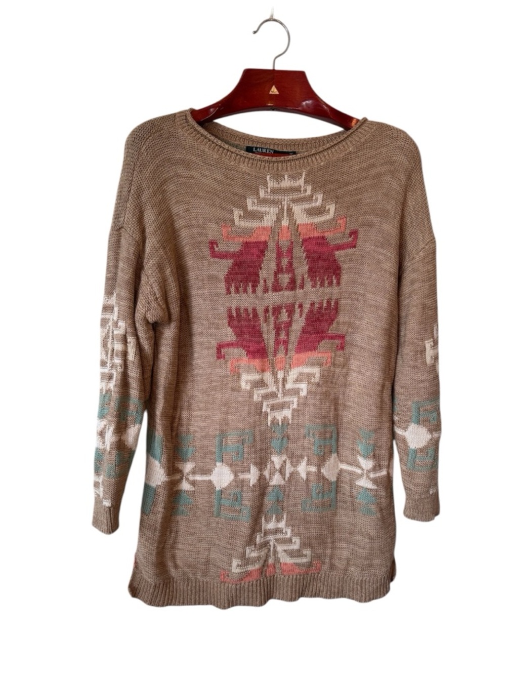 Lauren Ralph Lauren 2X Southwestern Aztec Boho Sweater Tunic